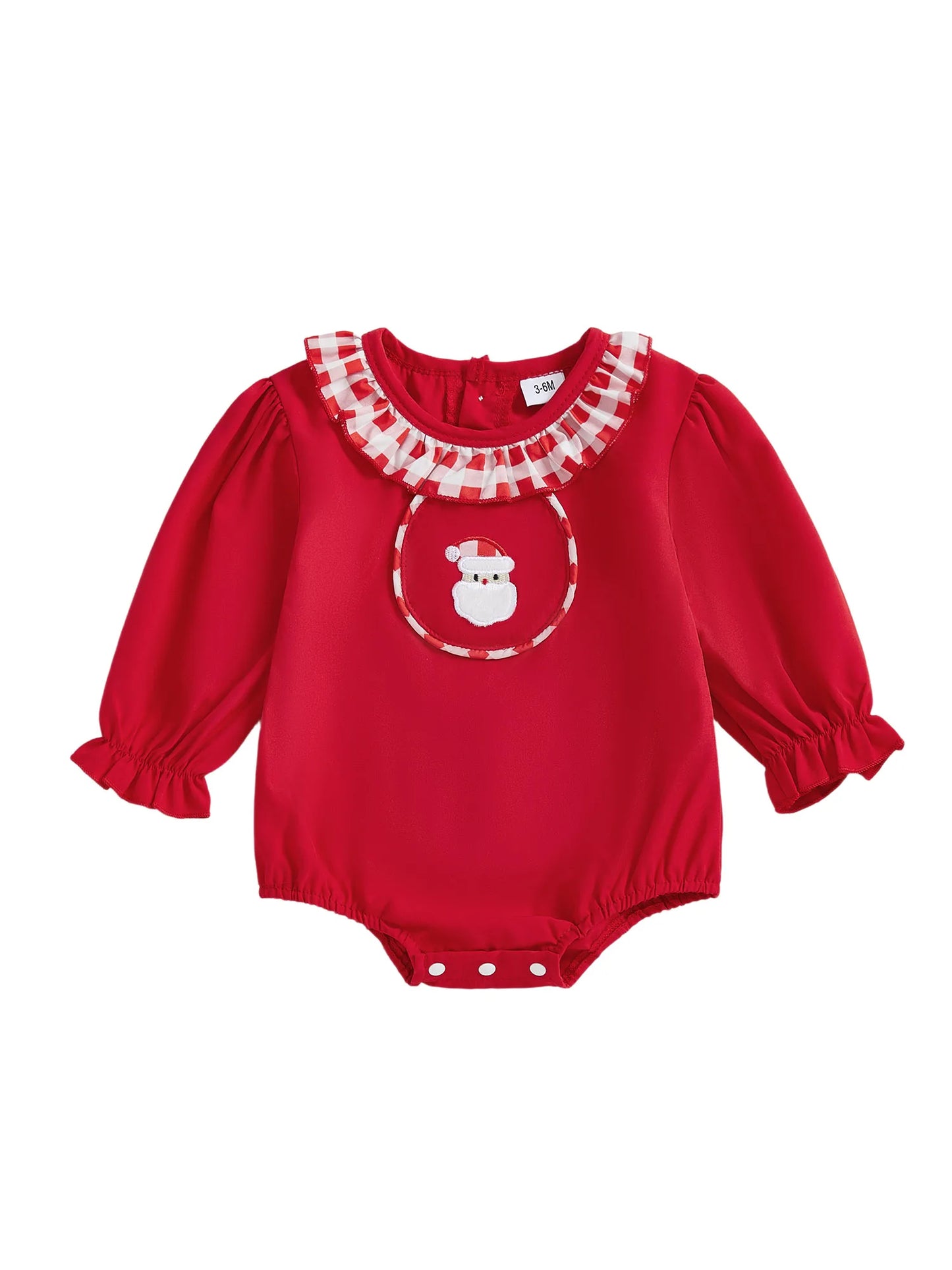 Baby Girls Christmas Santa Claus Embroidered Romper (0-18M)