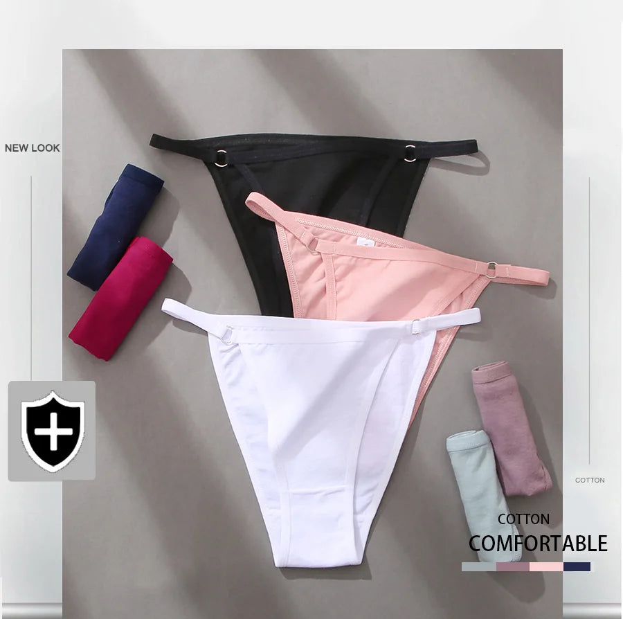 Cotton Bikini Briefs 3-Pack - Low Waist Soft Underwear for Women M-2XL
