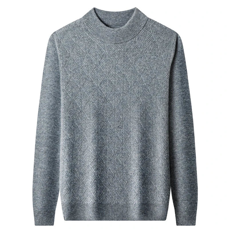 Men's Mock Neck Knitted Sweater - Slim Fit Thick Warm Pullover for Winter