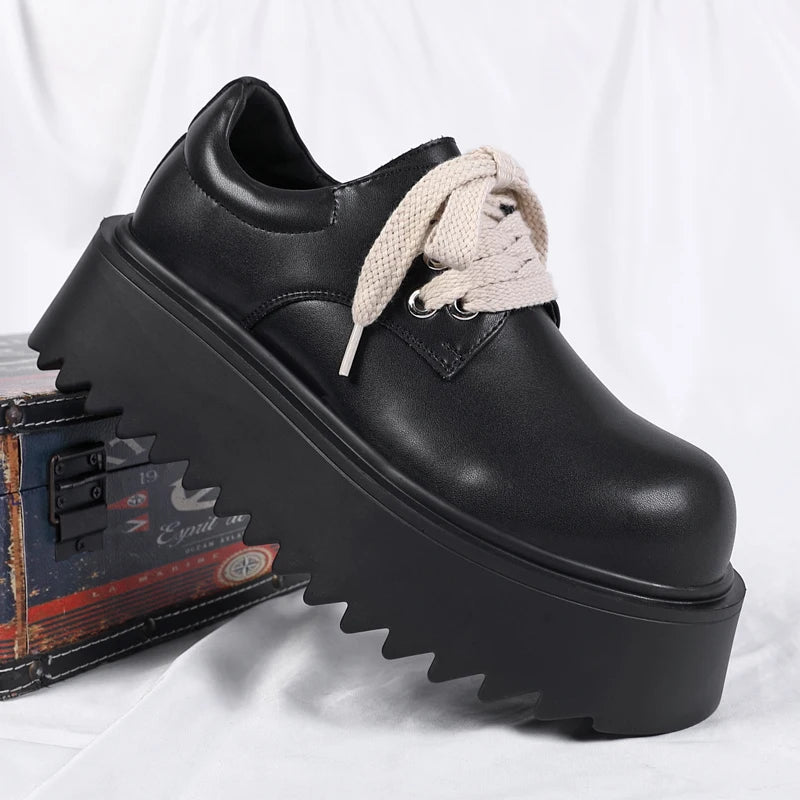 Men’s Platform Casual Genuine Leather Thick Sole British Shoes