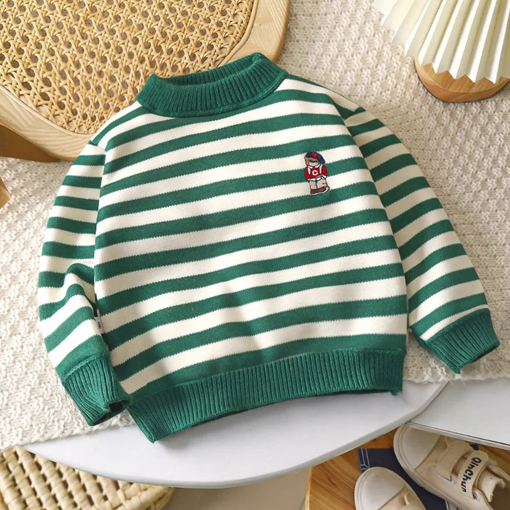 Girl's Cartoon Strawberry Printed Sweater Long Sleeved Round Neck Top 2-7 Yrs old