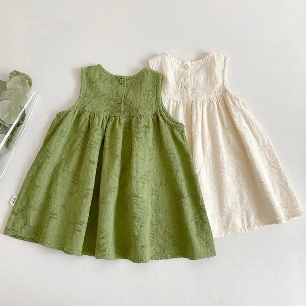 Girls' Summer Dress - Flower Embroidered Tank Top Princess Dress