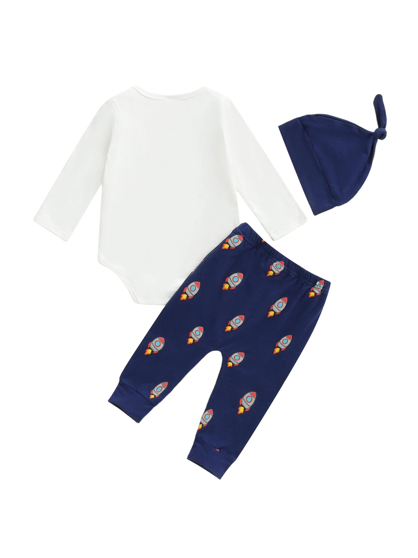 Baby Boys 3-Piece Cartoon Print Outfit Set with Hat (0-6M)