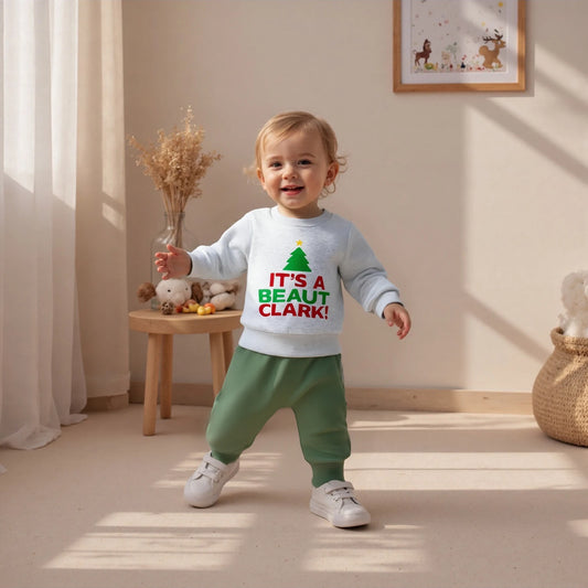 Infant Baby Boys Fall Winter Christmas Clothes Set - Long Sleeve Xmas Tree Letter Print Top & Pants
