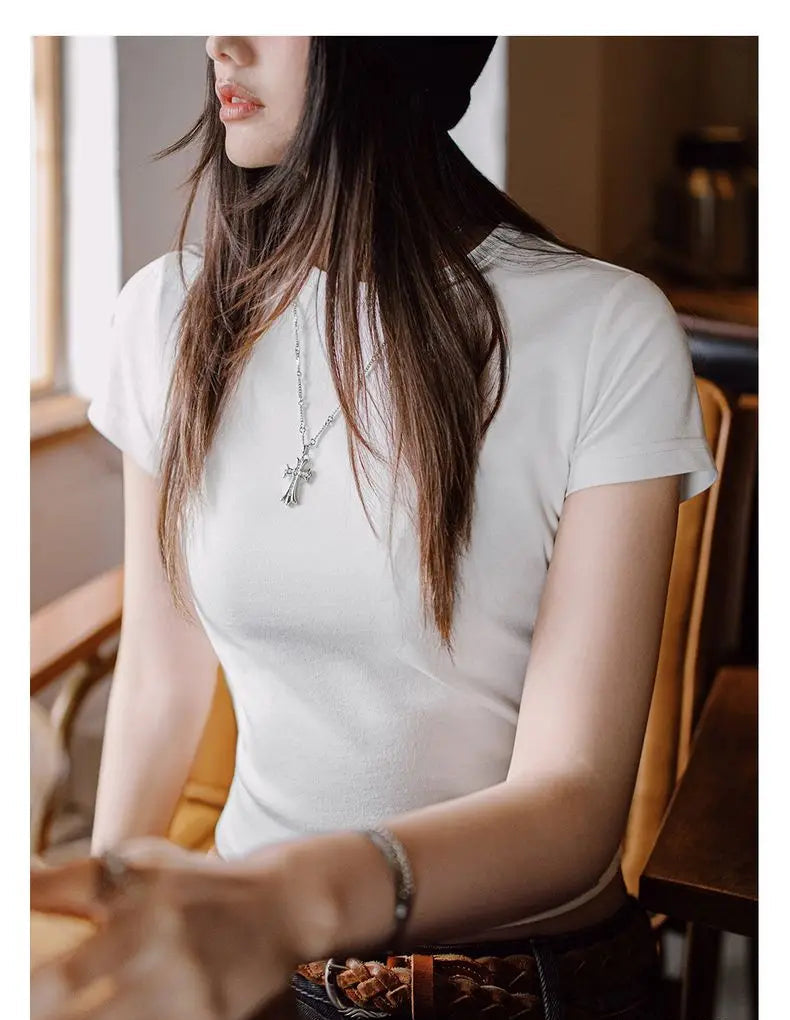 Women's Anti-Bacterial Basic T-Shirt - Slim Fit Summer Top