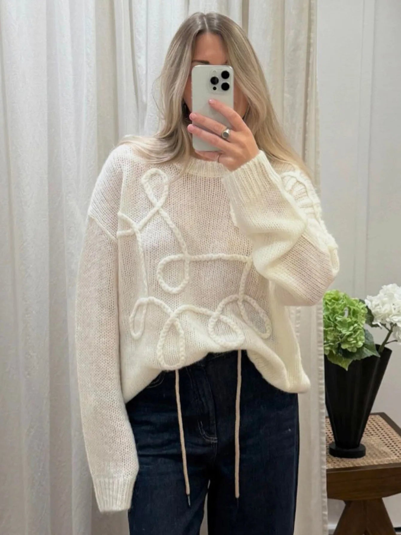 Women's Knitted Pullover Sweaters Top Casual Loose Round Neck Long Sleeve Top