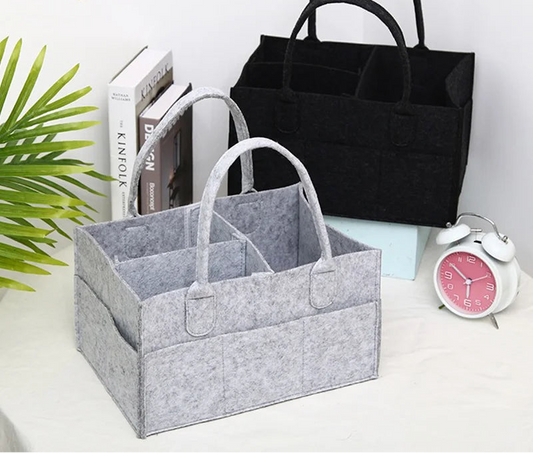 Felt Baby Diaper Organizer Caddy - Newborn Storage Bag for Nappies & Essentials