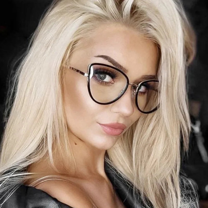 Fashion Cat Eye Eyeglass Frame - Anti Blue Light Prescription Compatible for Women