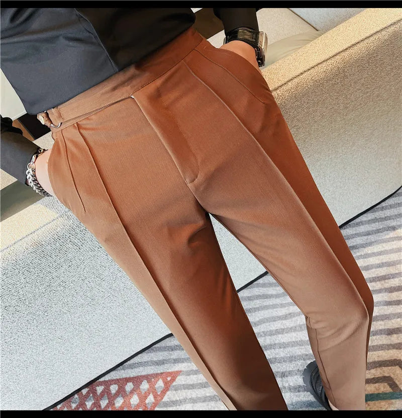 Men's British Style Slim Fit Smart Casual Trousers