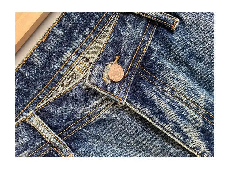 Men's Summer American Casual Embroidery Patch Vintage Denim Shorts