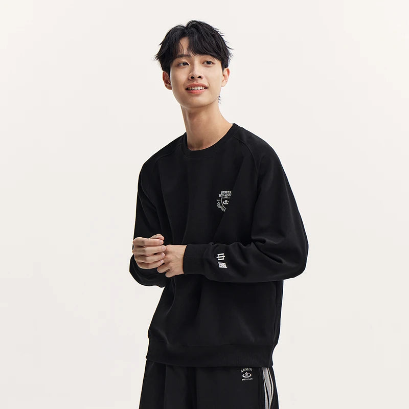 Heavyweight Round Neck Sweatshirt - Premium Solid Color Pullover for Daily Wear