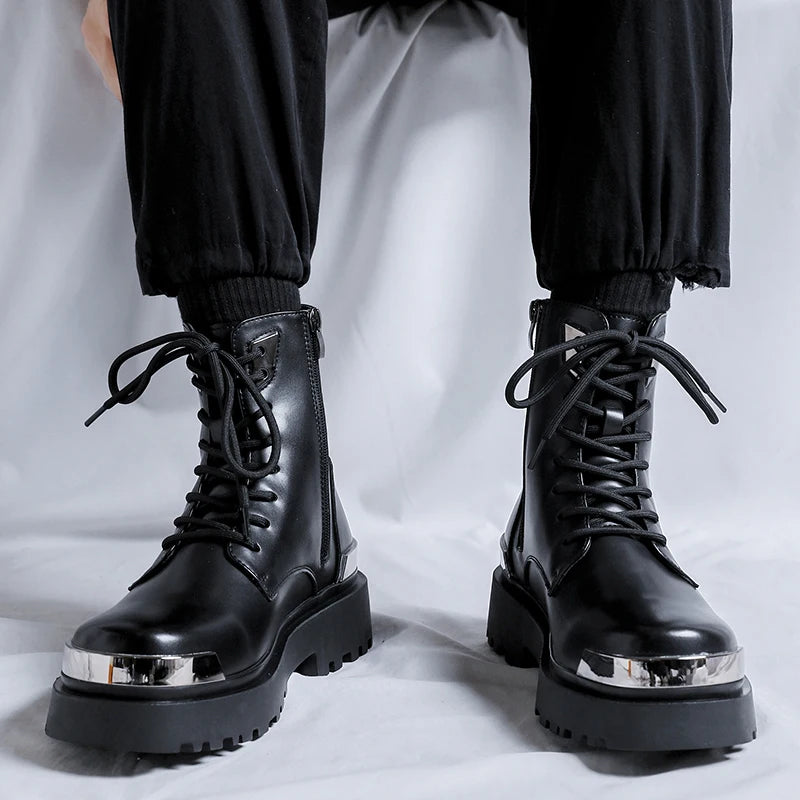 Men's Platform Casual Business Genuine Leather Ankle Boots