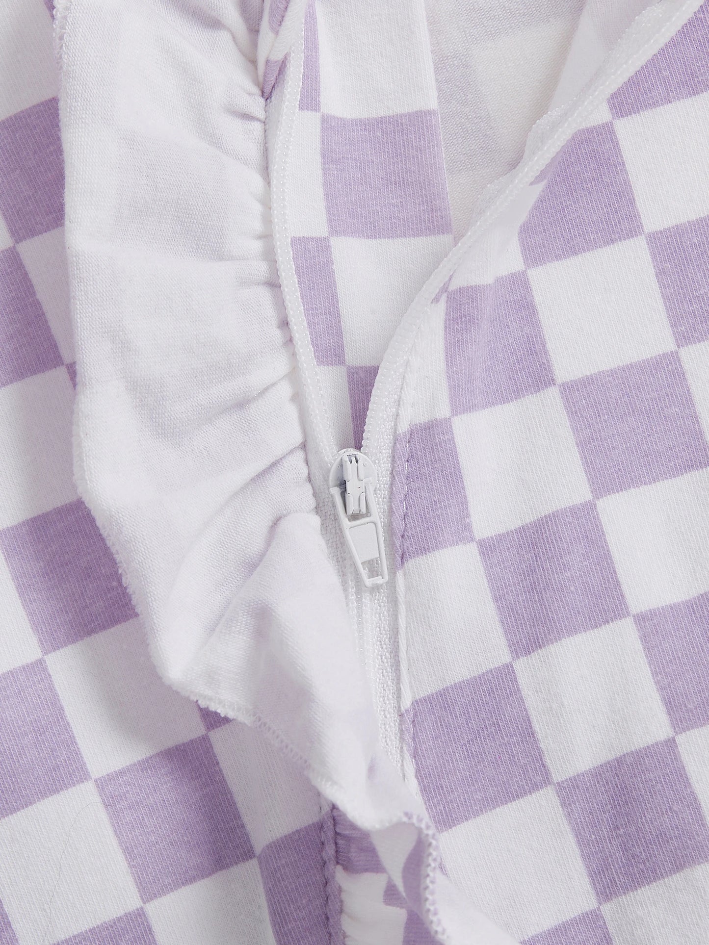 Newborn Baby Footie Set with Headband - Checkerboard Ruffled Zip Front Jumpsuit