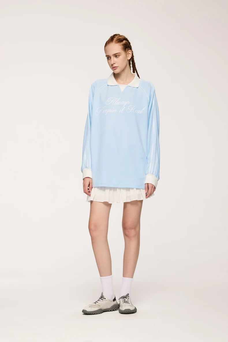 Unisex Streetwear POLO Trendy Oversized Colourblock Long-sleeved T-Shirt