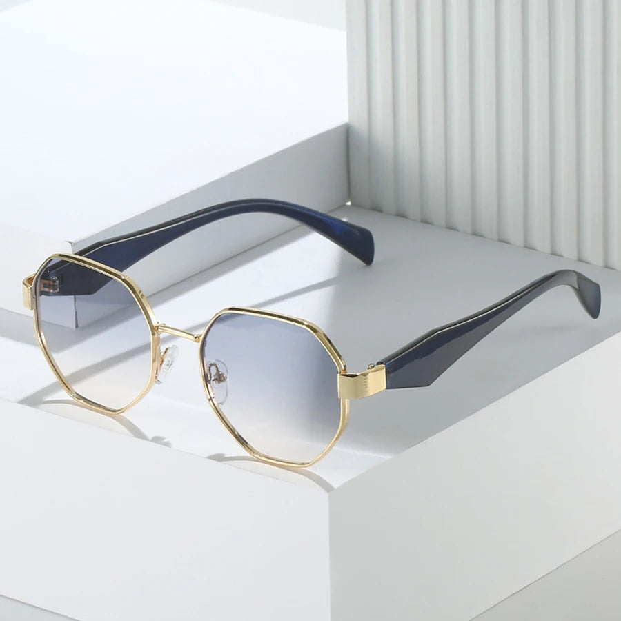 Trendy Polygonal Metal Frame Sunglasses - Women's Retro UV400 Protection
