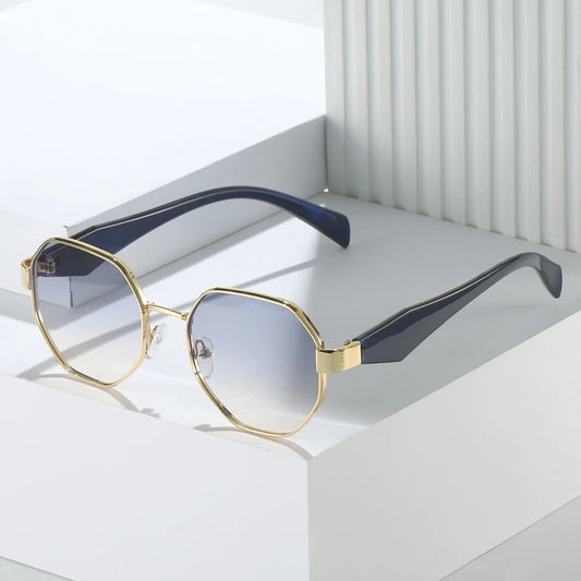 Trendy Polygonal Metal Frame Sunglasses - Women's Retro UV400 Protection