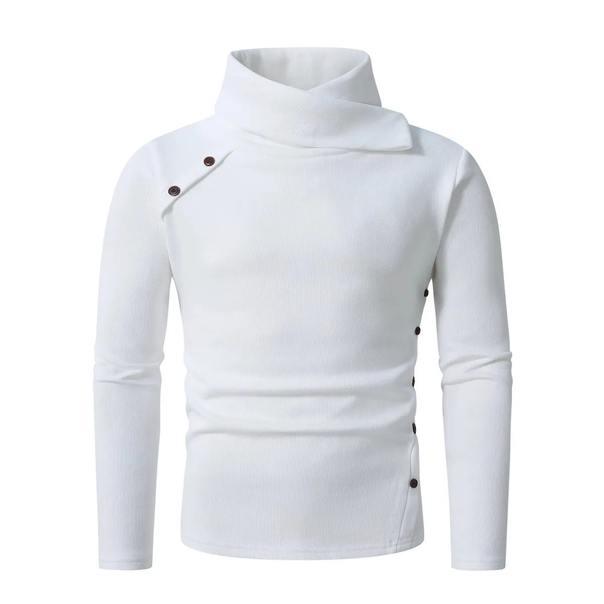 Men's England Style Turtleneck Sweater - Warm Solid Colour Knit Pullover for Autumn Winter