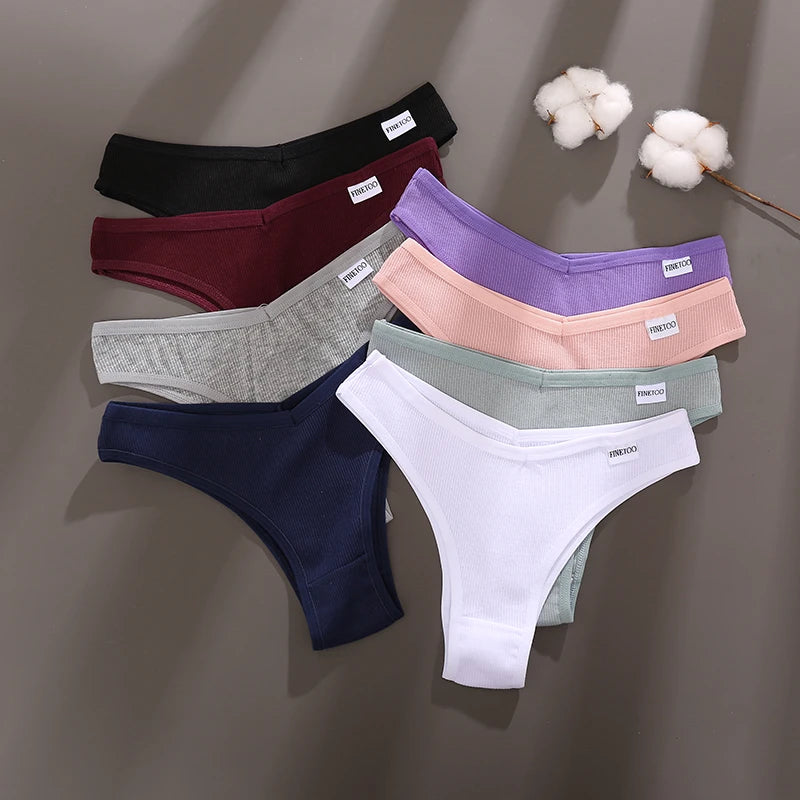 Women's Cotton Brazilian Panties V-Waist Thongs Underwear - Low-Rise Briefs Seamless Lingerie