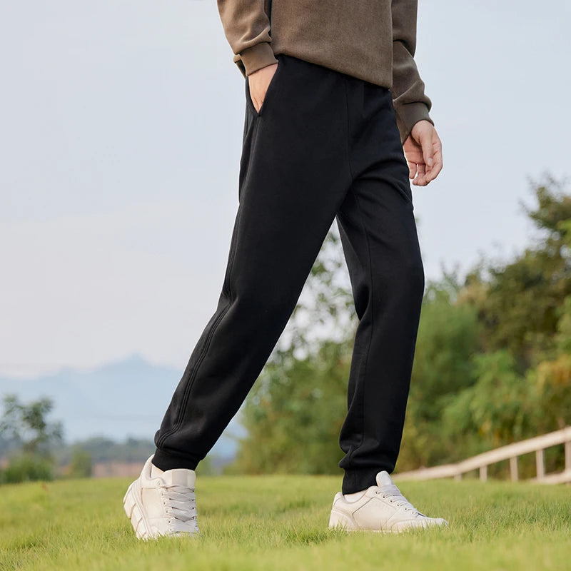 Men's Thermal Fleece Lined Jogger Pants - Antibacterial Loose Fit Winter Sweatpants