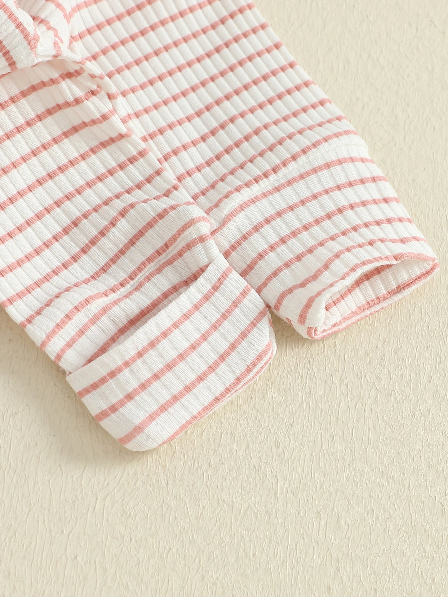 Newborn Baby 2-Piece Romper Outfit Set - Striped Jumpsuit with Headband