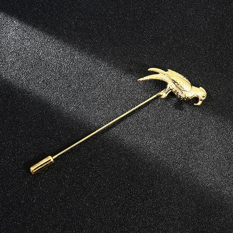 Vintage Metal Leaf Flower Brooch - Gold Tone Lapel Pin for Women & Men