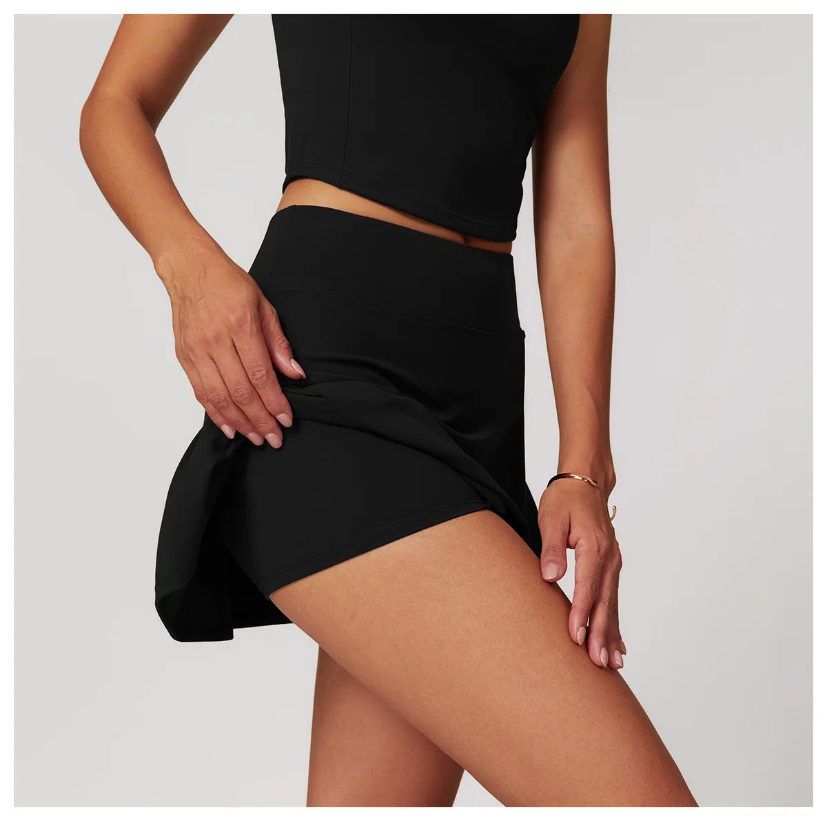 High Waist Sports Skirt - Quick Dry Yoga Skirt with Lined Shorts