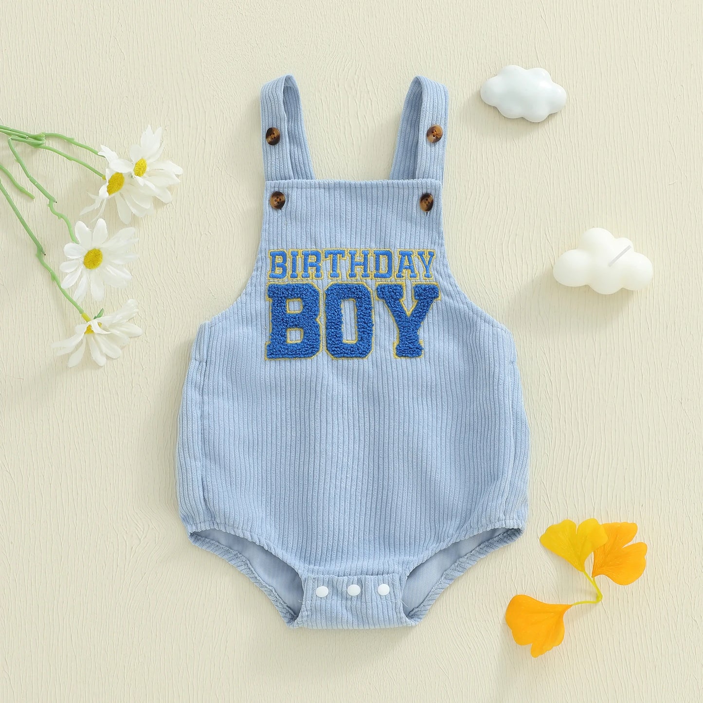 Newborn Baby Boys Romper - Letter Embroidery Square Neck Sleeveless Jumpsuit (0-18M)