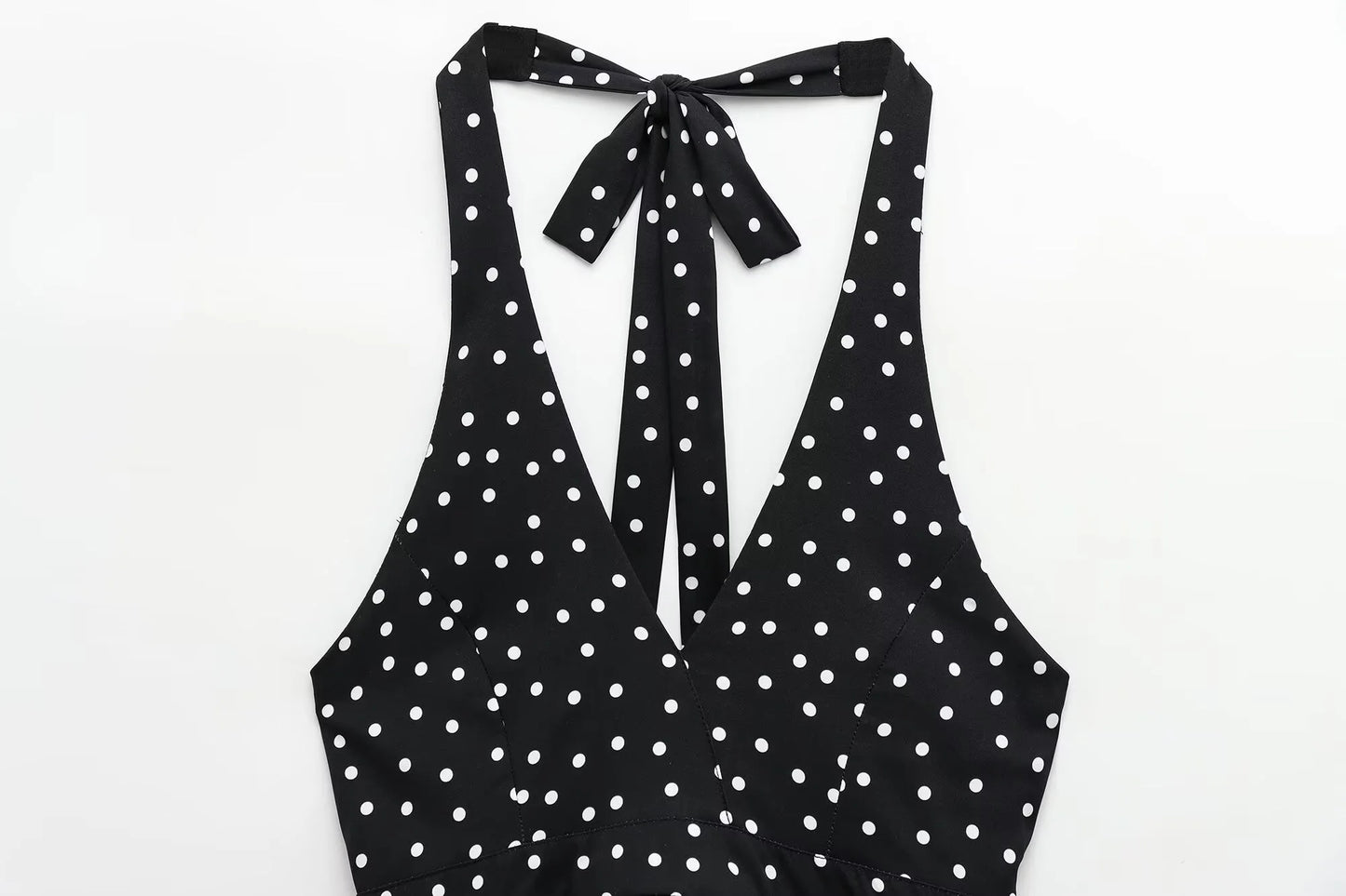 Women's Neck Hanging Design Sleeveless Spring And Summer Short Polka Dot Back Skirt Camisole Vest Top