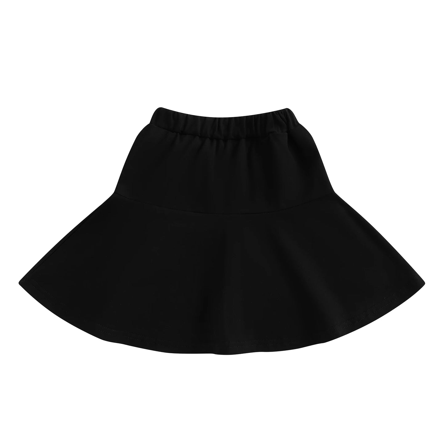 Girls' Ruffled A-Line Skirt - Solid Colour Elastic Waist Mini Skirt