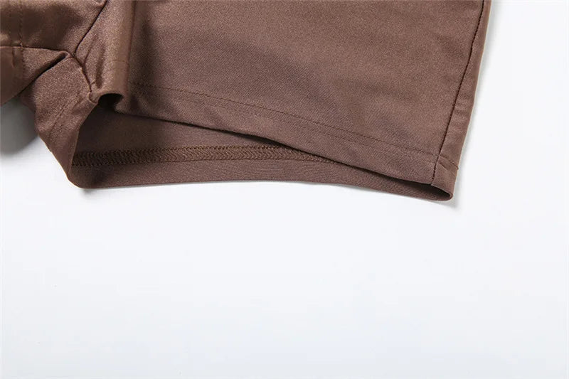 Women's Halter Two Piece Set Outfit Draped Lace Up Top and Mini Short Co-ords Set