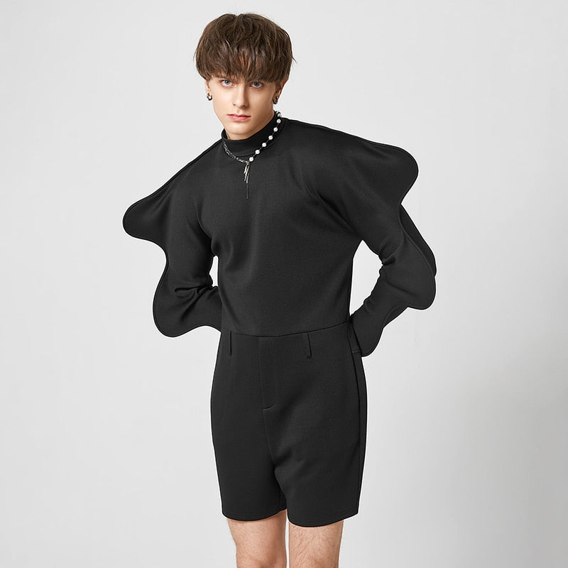 Men's Turtleneck Long Gigot-sleeve Irregular Playsuits S-5XL