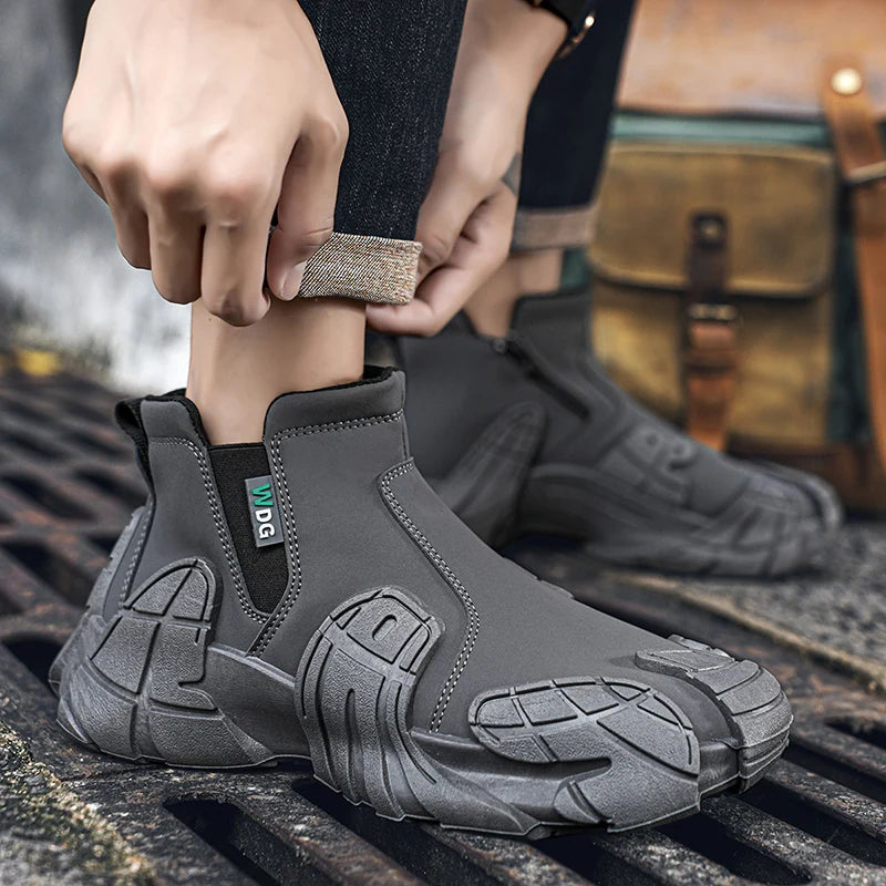 Men's Casual High Top Platform Skateboard Slip On Ankle Comfortable Vulcanized Sneakers