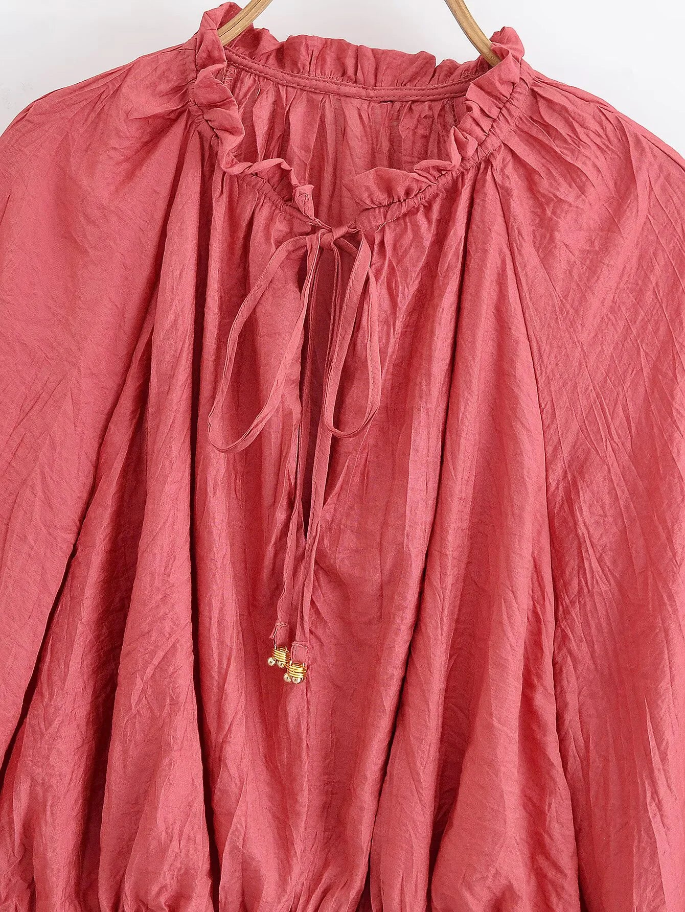 Women's Wrinkle Effect Long Sleeved Short Top Half Skirt Set
