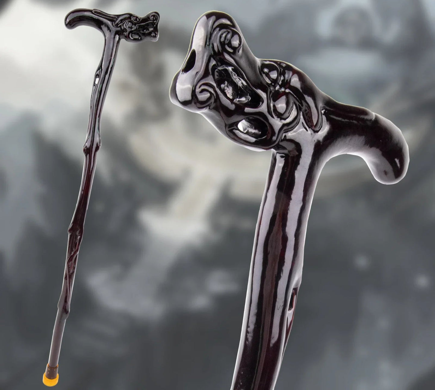 Dragon Bite Ball Wooden Walking Stick - Decorative Fantasy Cane 88cm
