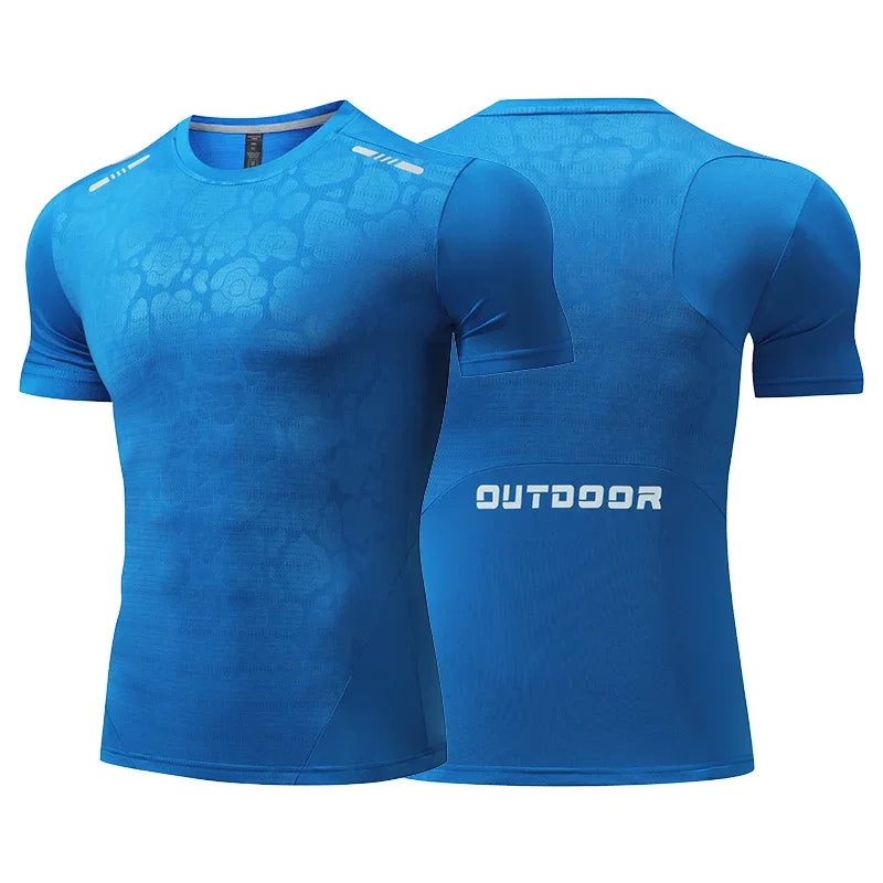Men's Running Compression Dry Fit Short Sleeve Sport Gym Fitness Jogging Sweatshirt Athletic T-Shirt Top