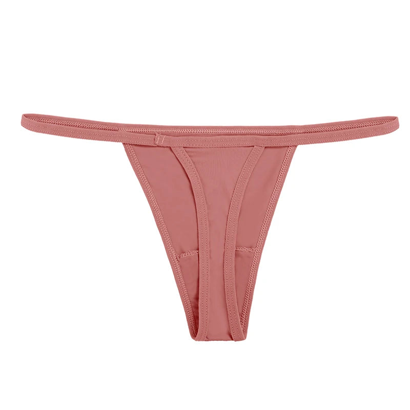2Pcs Bikini Thongs Cotton Low Waisted Underwear - Women Close Fitting Underpants