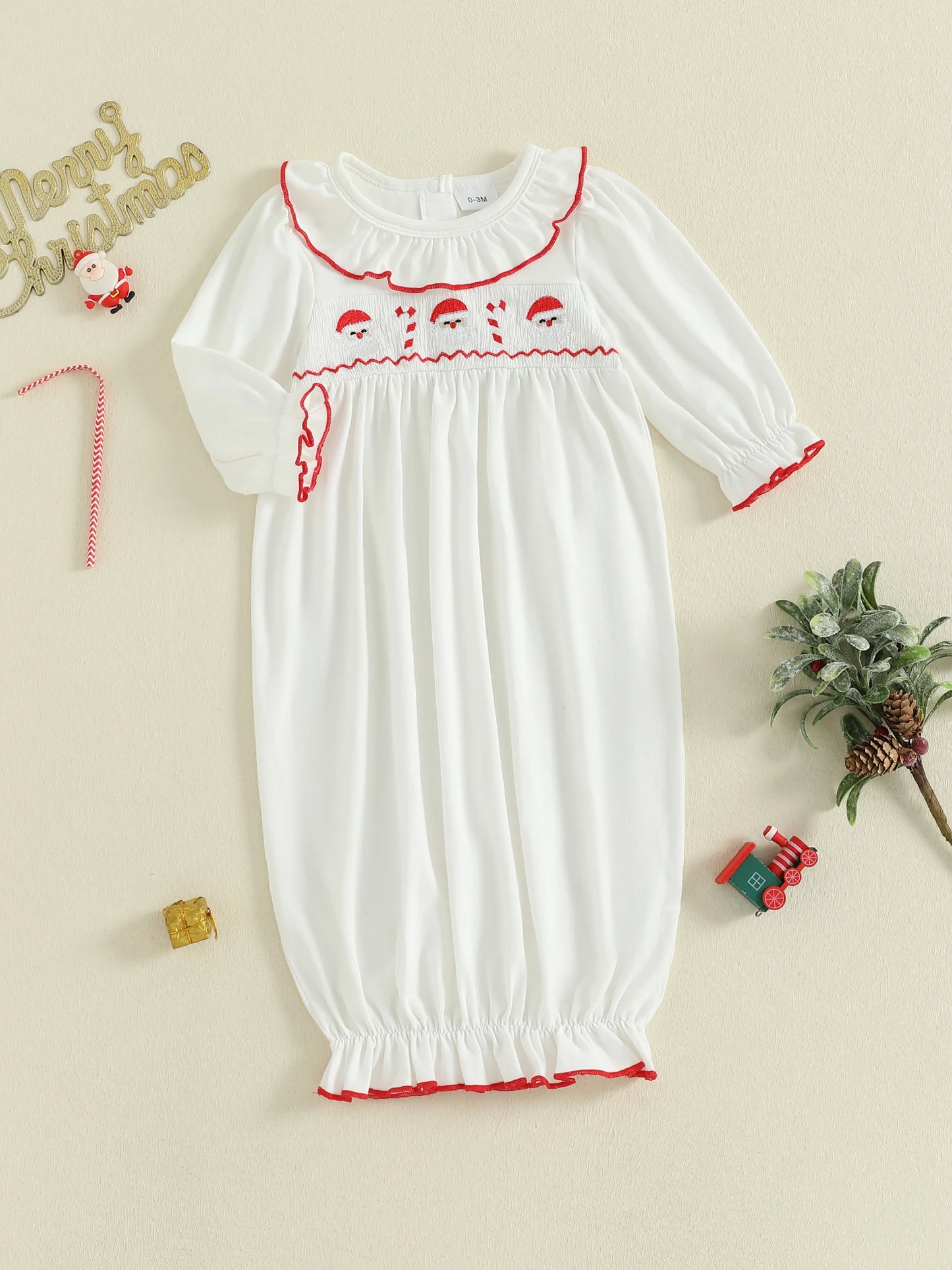 Newborn Baby Christmas Romper - Embroidery Long Sleeve Autumn Winter Set (0-3M)