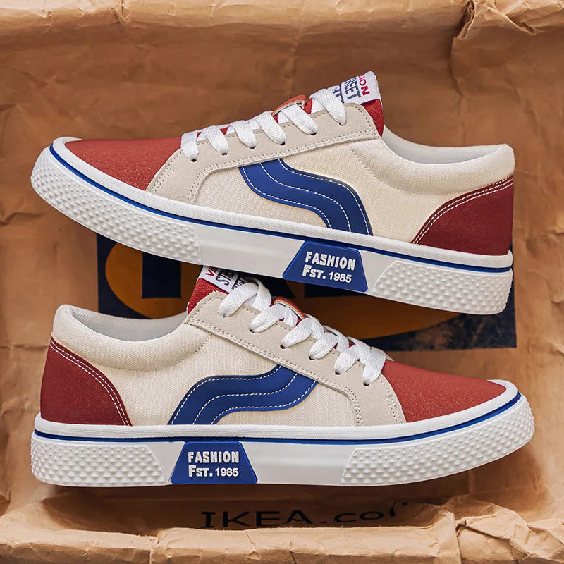 Men's Canvas Skateboard Sneakers - Lace-Up Casual Trainers