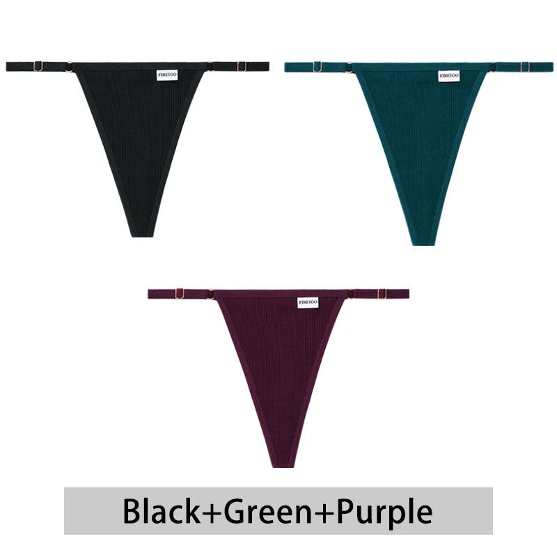 Women's Cotton Thong Set - 3 Pack Low-Rise Bikini Panties