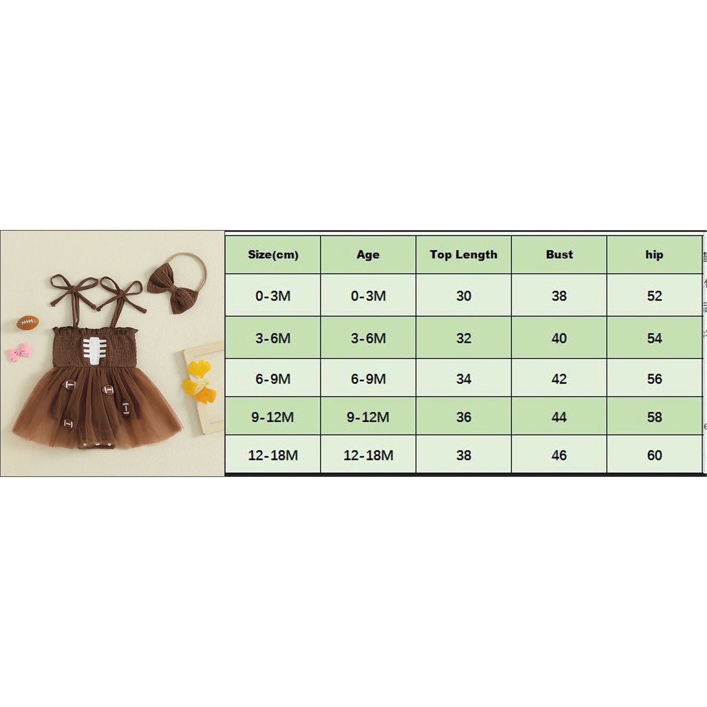 Baby Girls Football Embroidered Romper Dress with Bow Headband (0-18M)