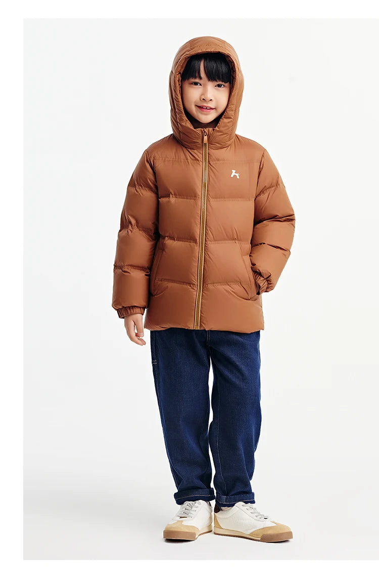 Children's Three-Proof Down Jacket - Hooded Winter Coat with Print