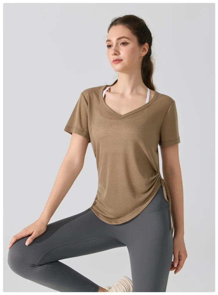 Women's Short Sleeve Yoga T-Shirt - Breathable Quick Dry Workout Top