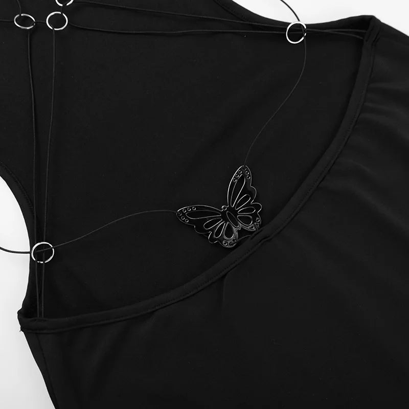 Backless Bandage Butterfly Detail Long Dress -Summer Sleeveless Maxi Dress