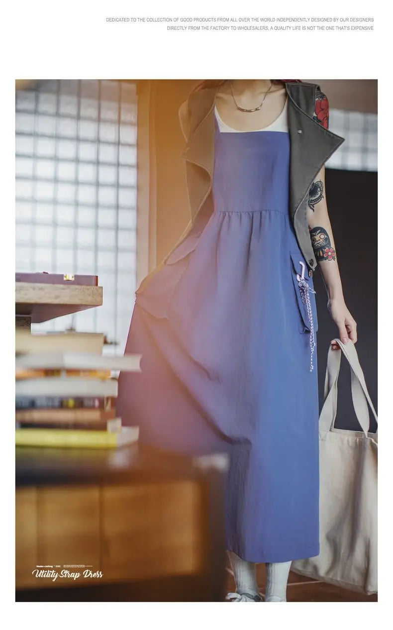 Lightweight Utility Maxi Dress with Pockets - Summer Beach Dress