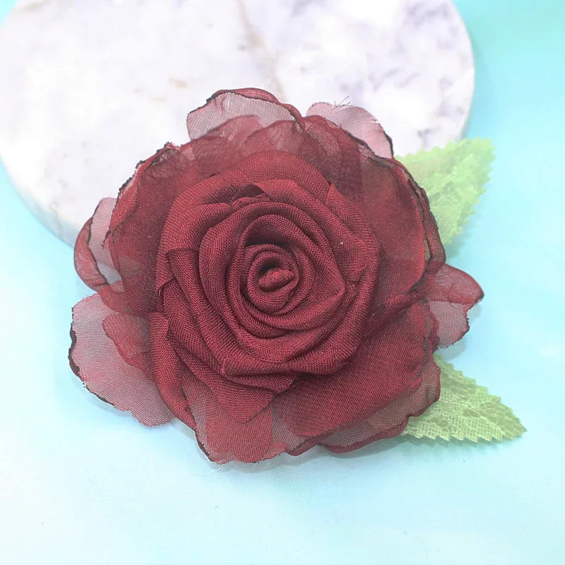 Silk Camellia Flower Brooch Pin - Elegant Corsage for Women