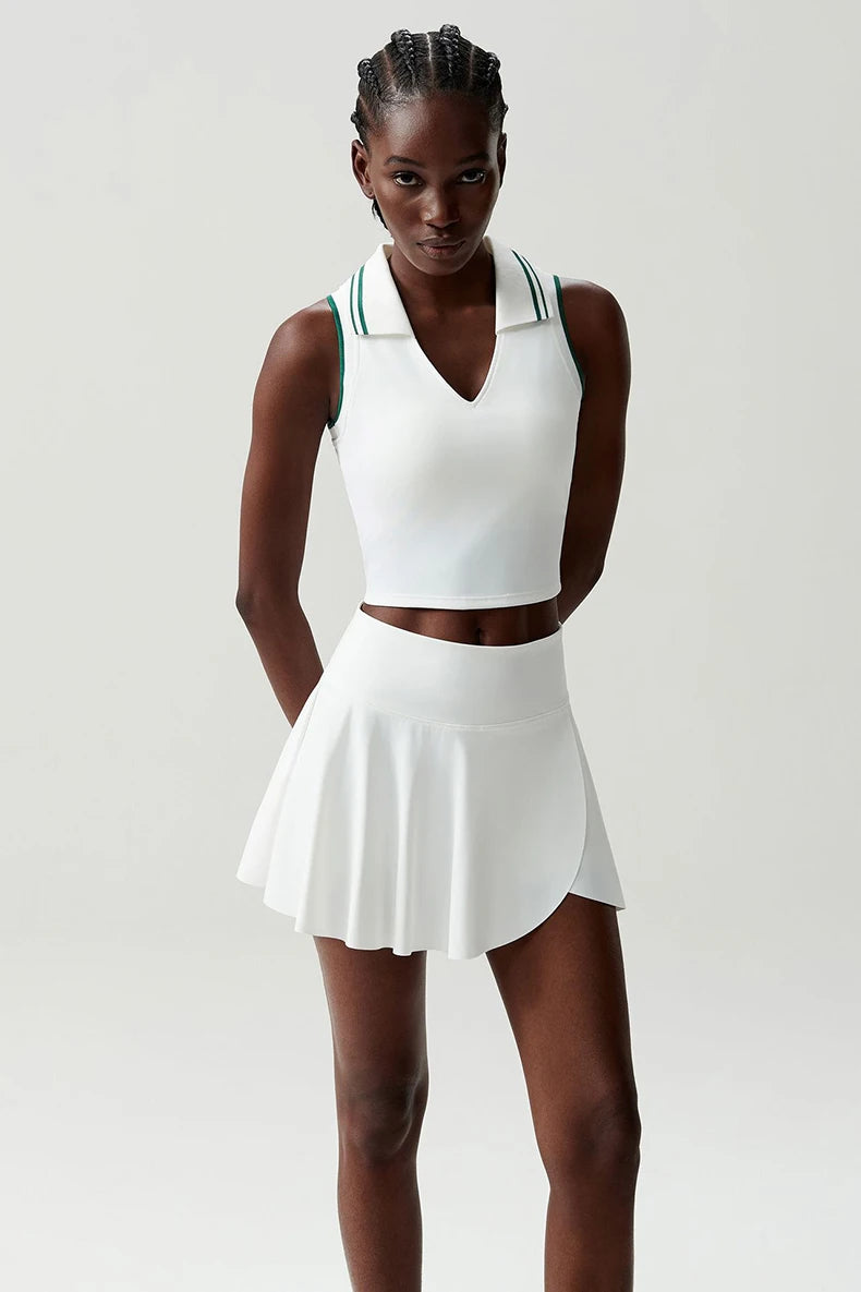 Women's Two-Piece Fitness Set with Pocket Tennis Skirt - Complete Workout Outfit