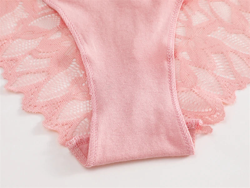 5Pcs Women's Lace Hollow Out Panties Low-Waist Comfortable Underwear Floral Breathable Briefs Stretch Soft Lingerie