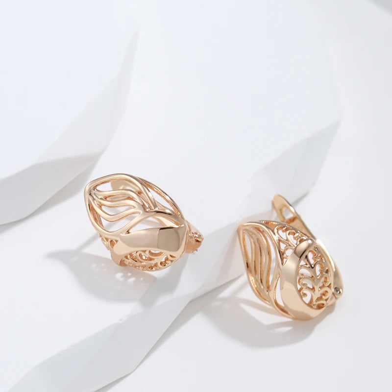 Glossy Dangle Earrings For Women 585 Rose Gold Colour