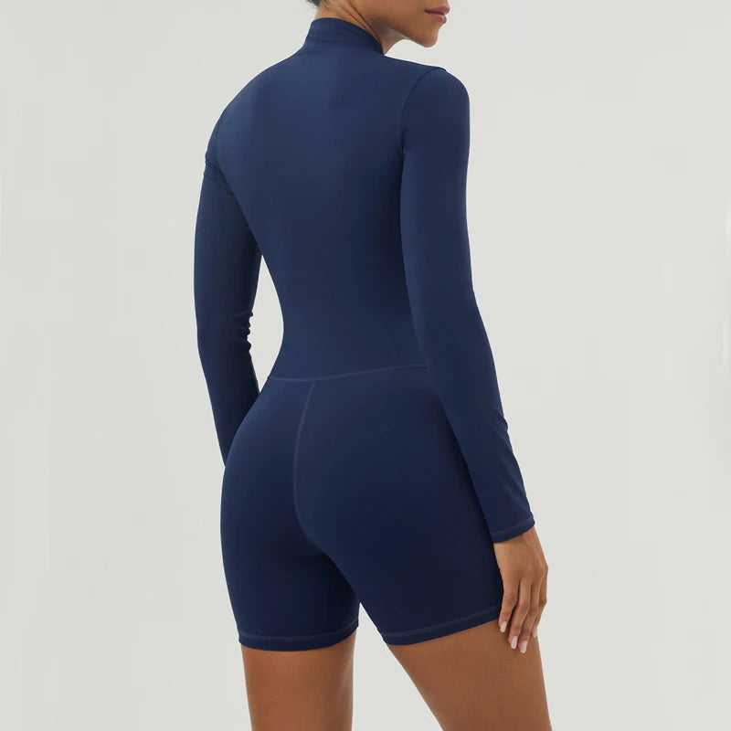 Women's Gym Yoga Running Jumpsuit One Piece Long Sleeve Sportswear Female Breathable Workout Activewear