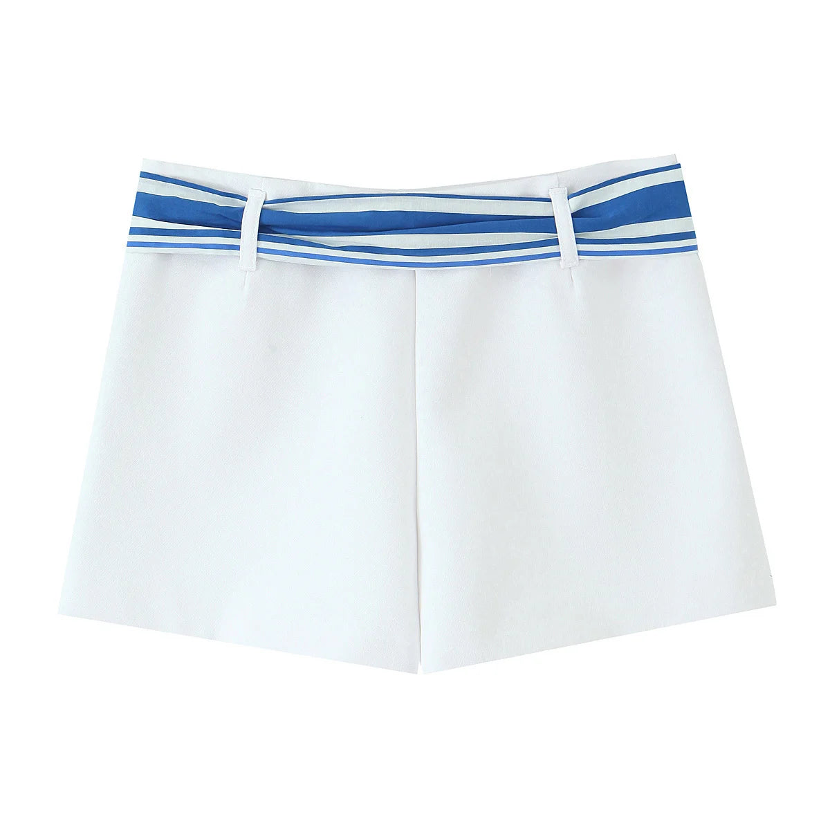 Women's Contrasting Striped Suspender Set - Short Top with Belted Skirt